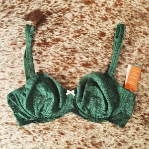 Unlined Green Lace Bra